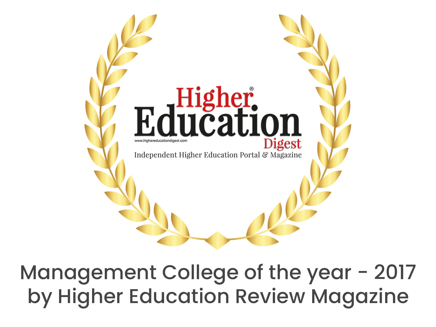 Management College of the Year – 2017 by Higher Education Review Magazine